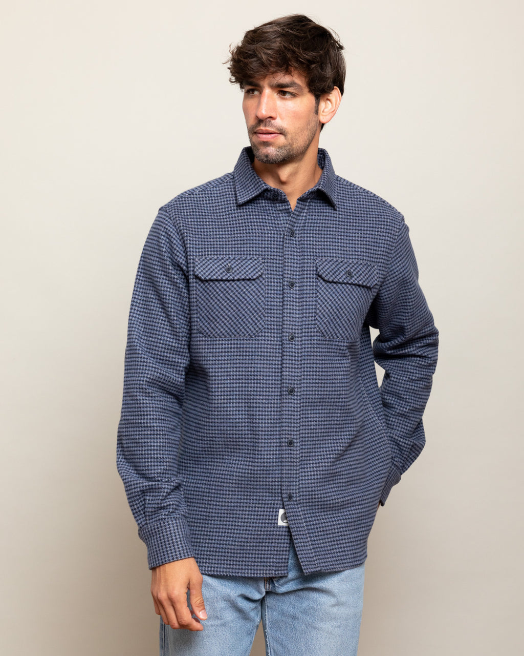 The Grand Flannel in Dark Blue by MuskOx Flannels, 100% Heavyweight Cotton Flannel Shirt for Men