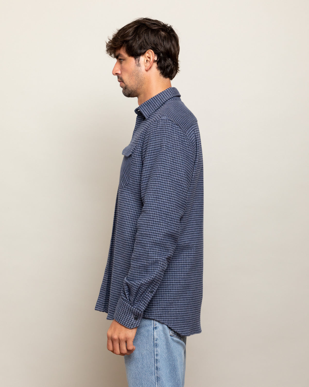 The Grand Flannel in Dark Blue by MuskOx Flannels, 100% Heavyweight Cotton Flannel Shirt for Men