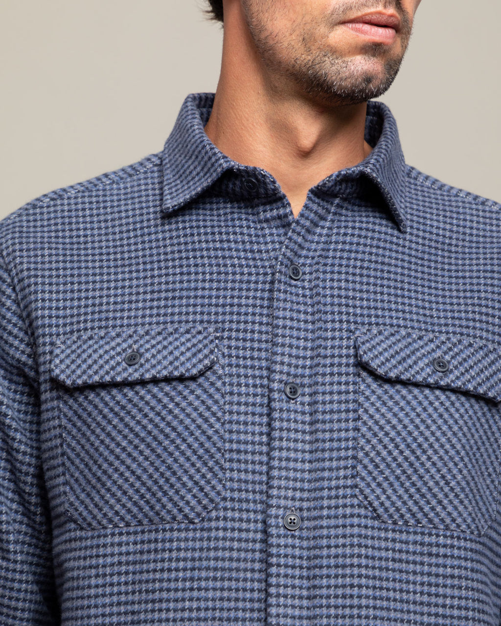 The Grand Flannel in Dark Blue by MuskOx Flannels, 100% Heavyweight Cotton Flannel Shirt for Men