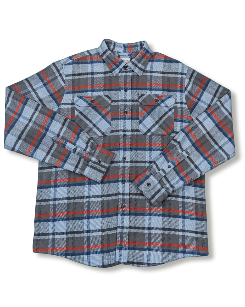 Grand Flannel in Dust Blue Plaid, 100% Cotton Flannel Shirt for Men by MuskOx