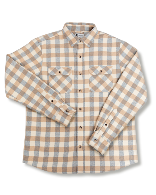 Grand Flannel in Ecru Gingham, Cotton Flannel for Men