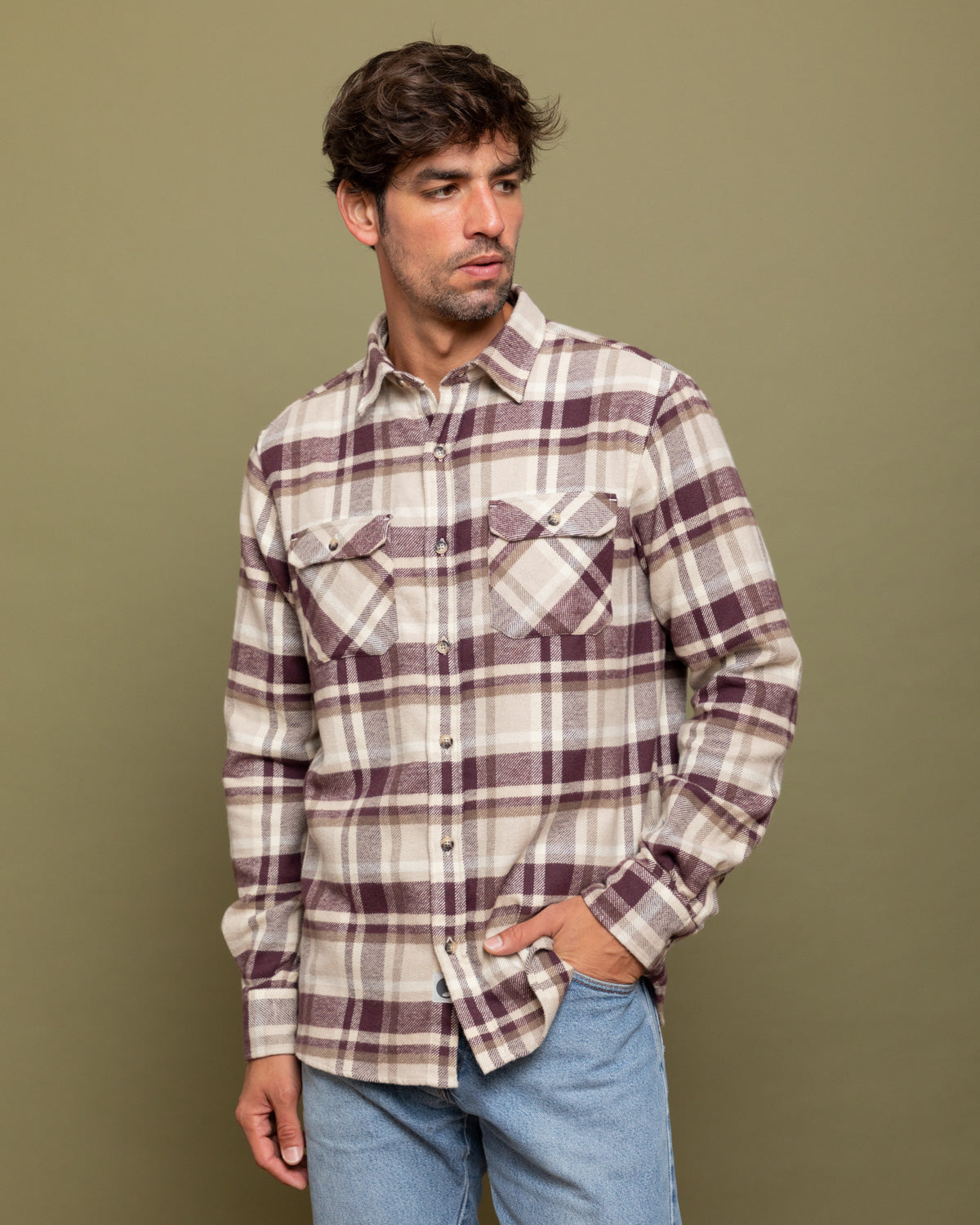 Soft Flannel Shirt for Men, Grand Flannel in Hickory Plaid