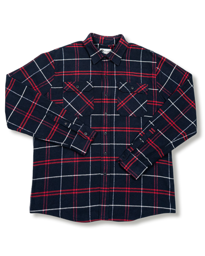 Grand Flannel in Marine Blue Plaid, 100% Cotton Flannel Shirt for Men by MuskOx