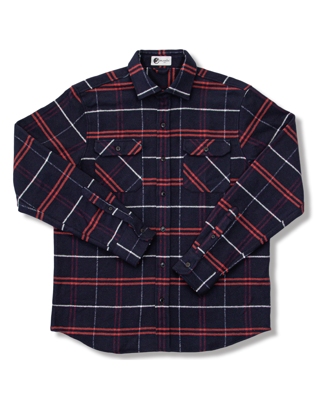 Grand Flannel in Marine Blue Plaid, 100% Cotton Flannel Shirt for Men by MuskOx