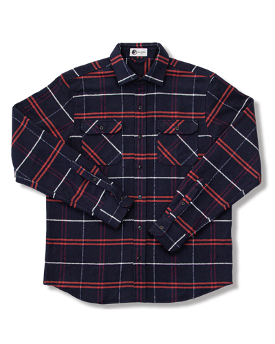 Grand Flannel in Marine Blue Plaid, 100% Cotton Flannel Shirt for Men by MuskOx