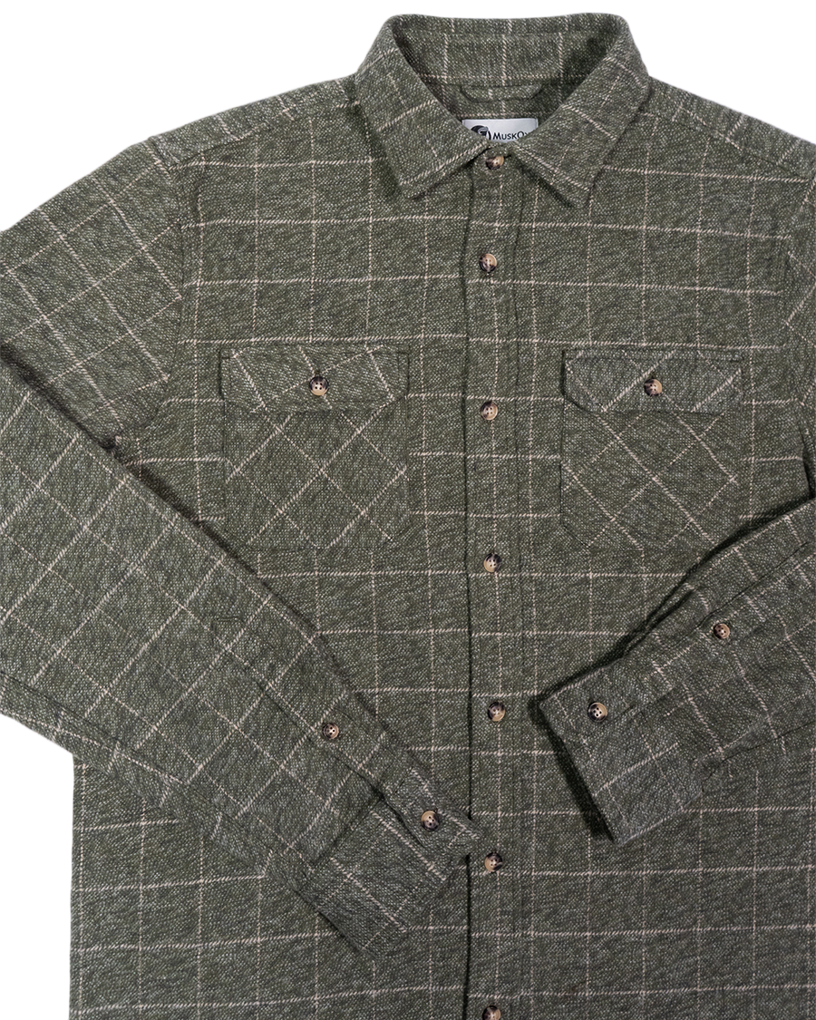 Moss Green Flannel for Men, 100% Cotton Flannel