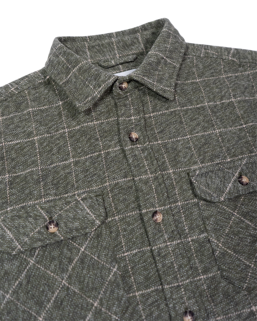 Moss Green Flannel for Men, 100% Cotton Flannel