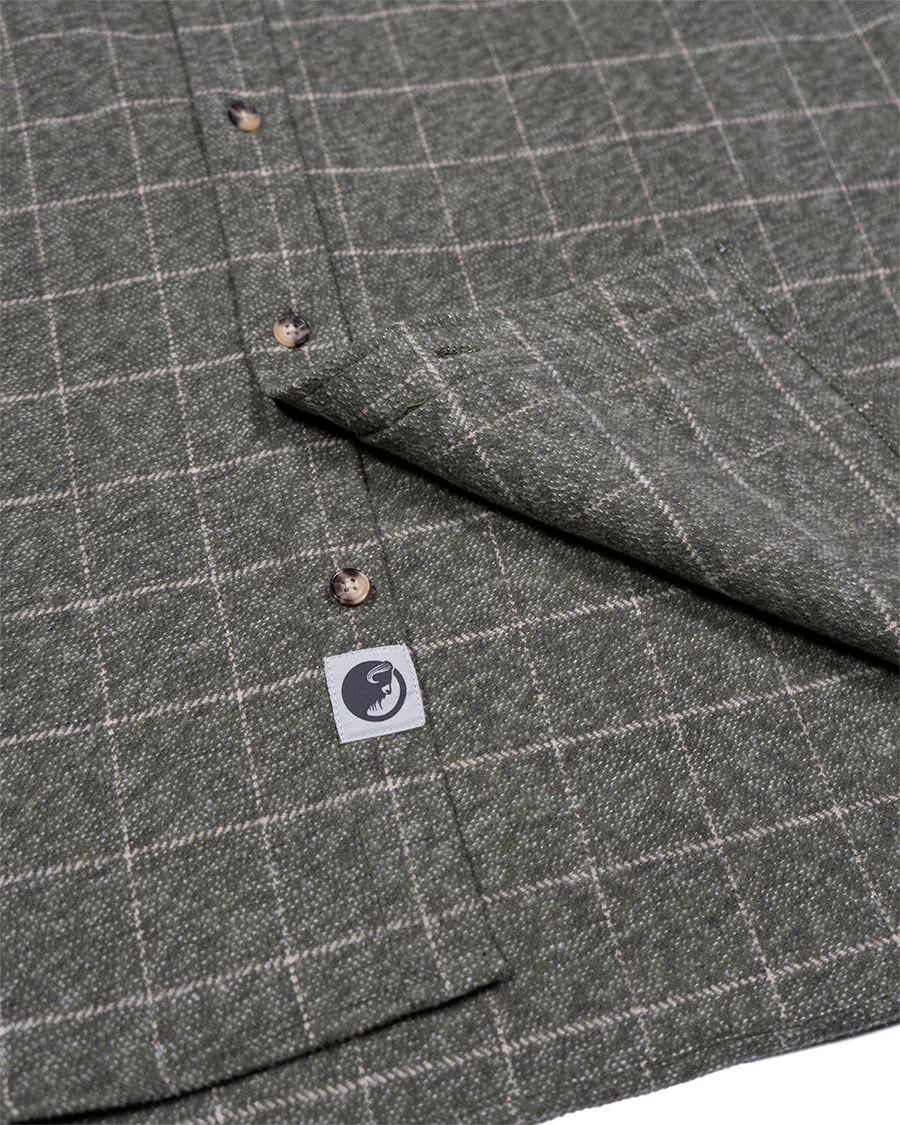Moss Green Flannel for Men, 100% Cotton Flannel
