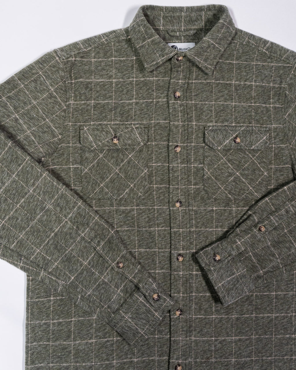 Soft Flannel Shirt for Men in 100% Cotton, The Grand Flannel in Moss Green MuskOx Flannels Soft Flannel Shirt for Men in 100% Cotton, The Grand Flannel in Moss Green MuskOx Flannels
