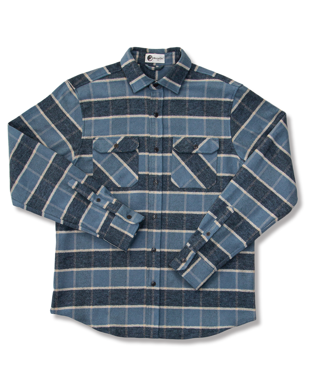 Grand Flannel in Ocean Blue, 100% Cotton Flannel Shirt for Men by MuskOx