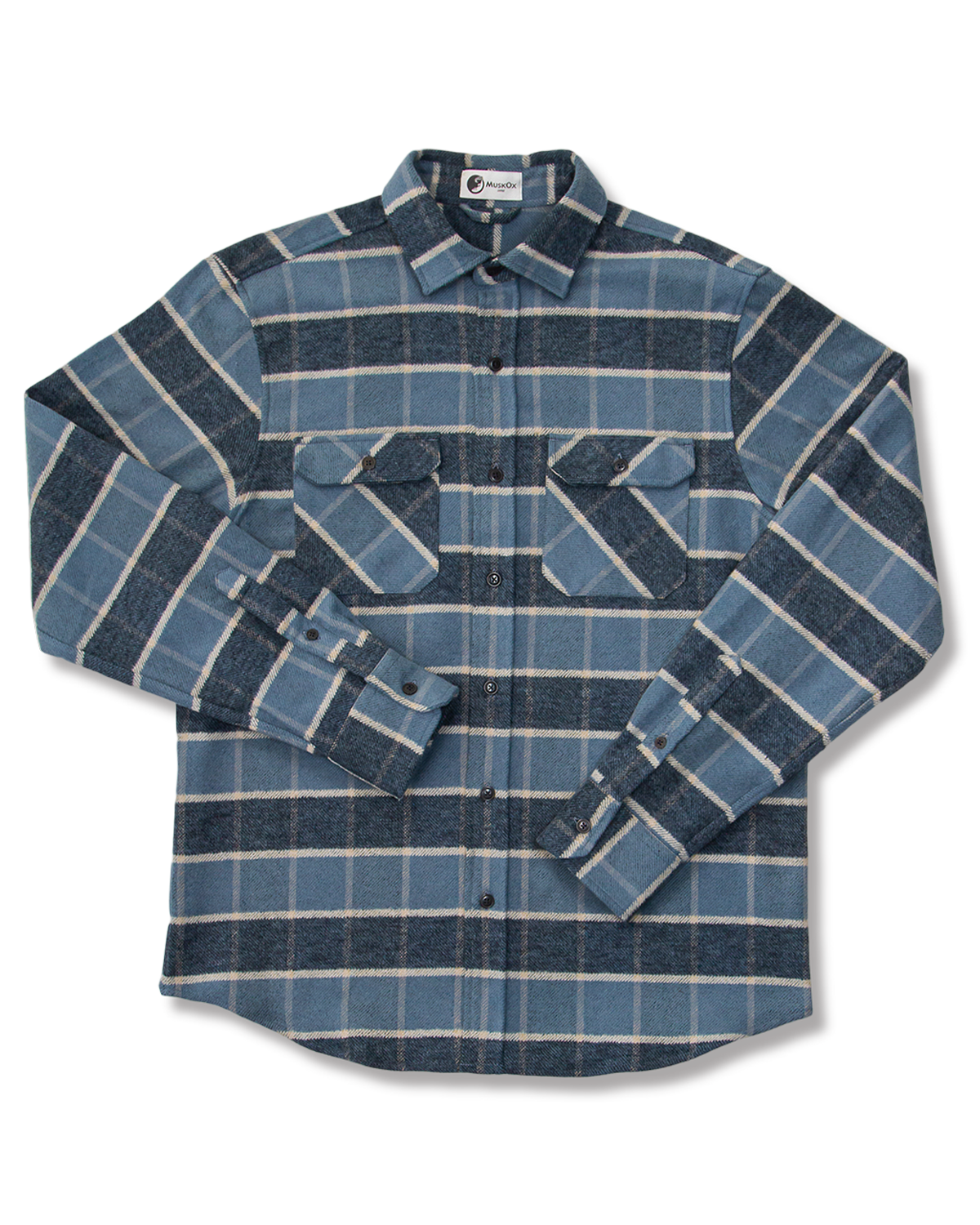 Grand Flannel in Ocean Blue, 100% Cotton Flannel Shirt for Men by MuskOx