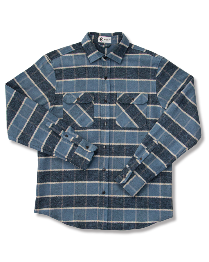 Grand Flannel in Ocean Blue, 100% Cotton Flannel Shirt for Men by MuskOx