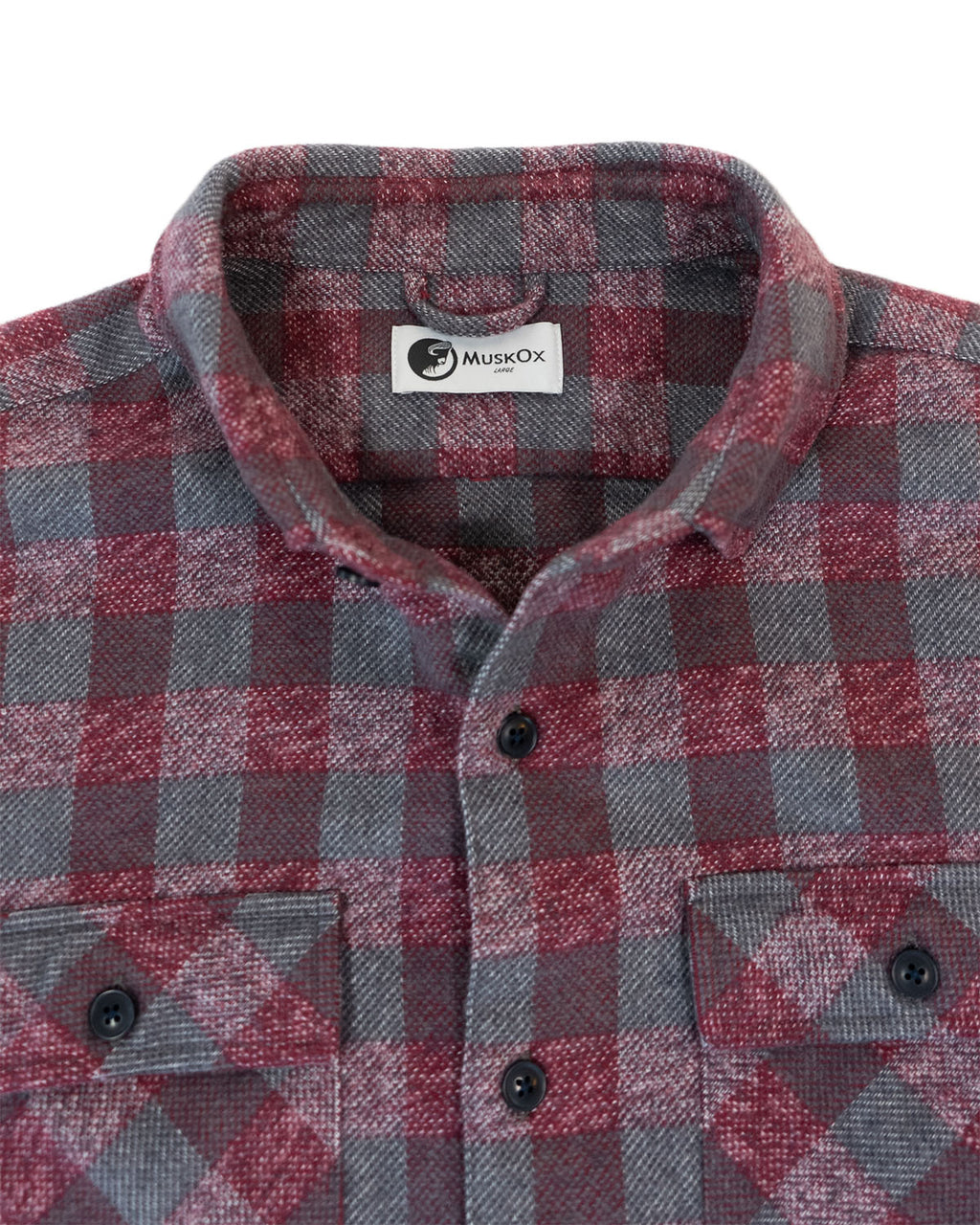 Relaxed Fitting Flannel for Men in Burgundy, 100% Cotton Heavyweight Flannel