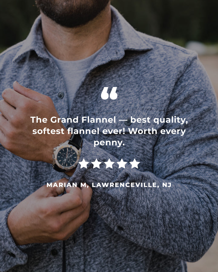 The Grand Flannel in Steel Grey and Slate by MuskOx Flannels, 100% Heavyweight Cotton Flannel Shirt for Men