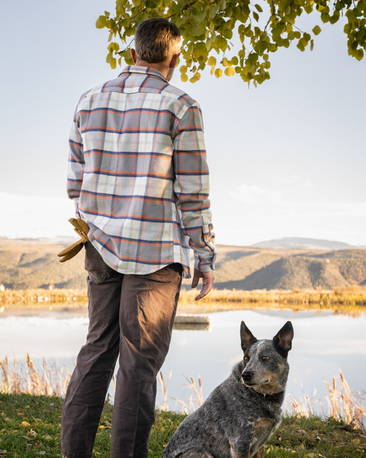 The Grand Flannel in Orange and Grey Plaid by MuskOx Flannels, 100% Heavyweight Cotton Flannel Shirt for Men
