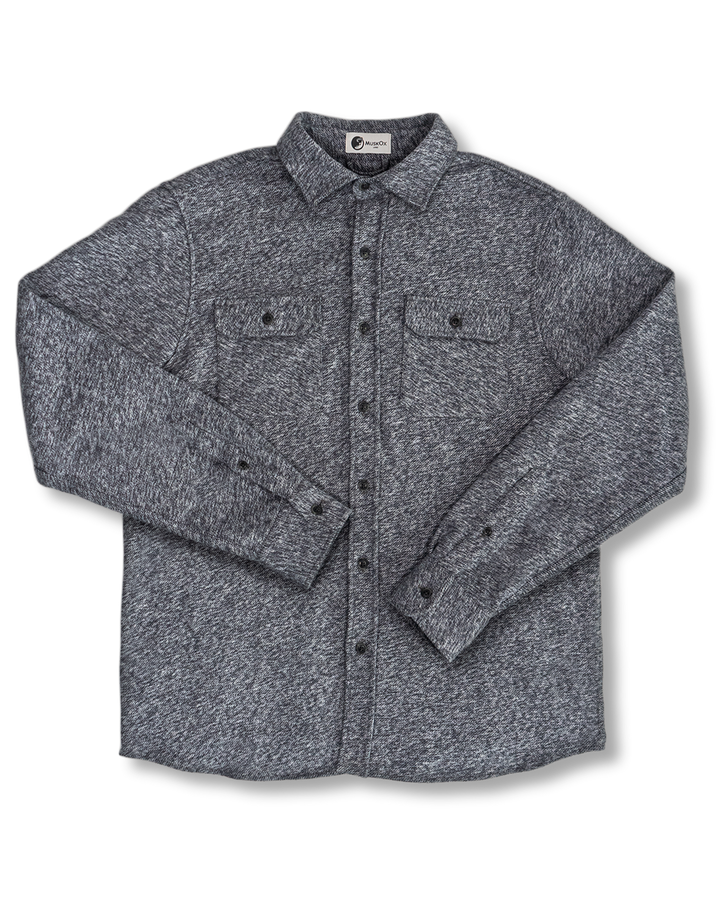 The Grand Flannel in Steel Grey and Slate by MuskOx Flannels, 100% Heavyweight Cotton Flannel Shirt for Men