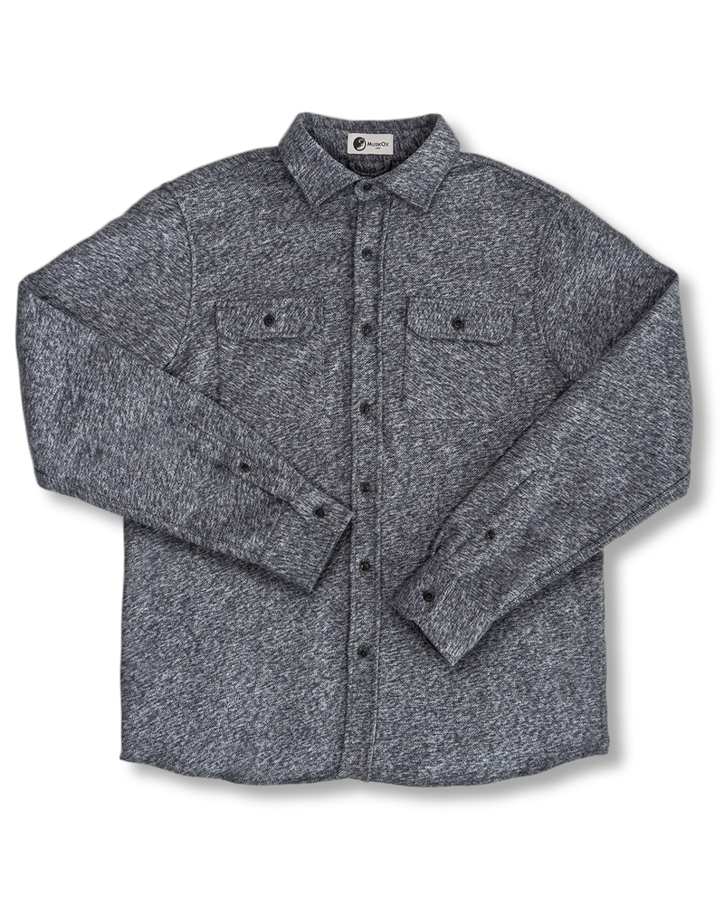 The Grand Flannel in Steel Grey and Slate by MuskOx Flannels, 100% Heavyweight Cotton Flannel Shirt for Men
