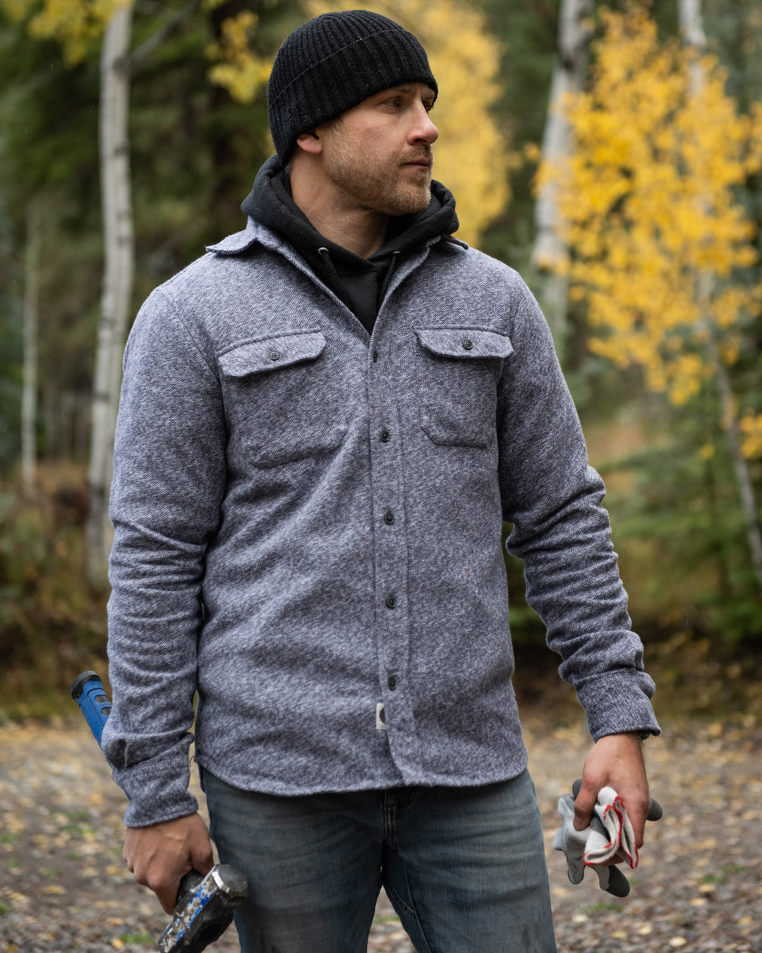The Grand Flannel in Steel Grey and Slate by MuskOx Flannels, 100% Heavyweight Cotton Flannel Shirt for Men