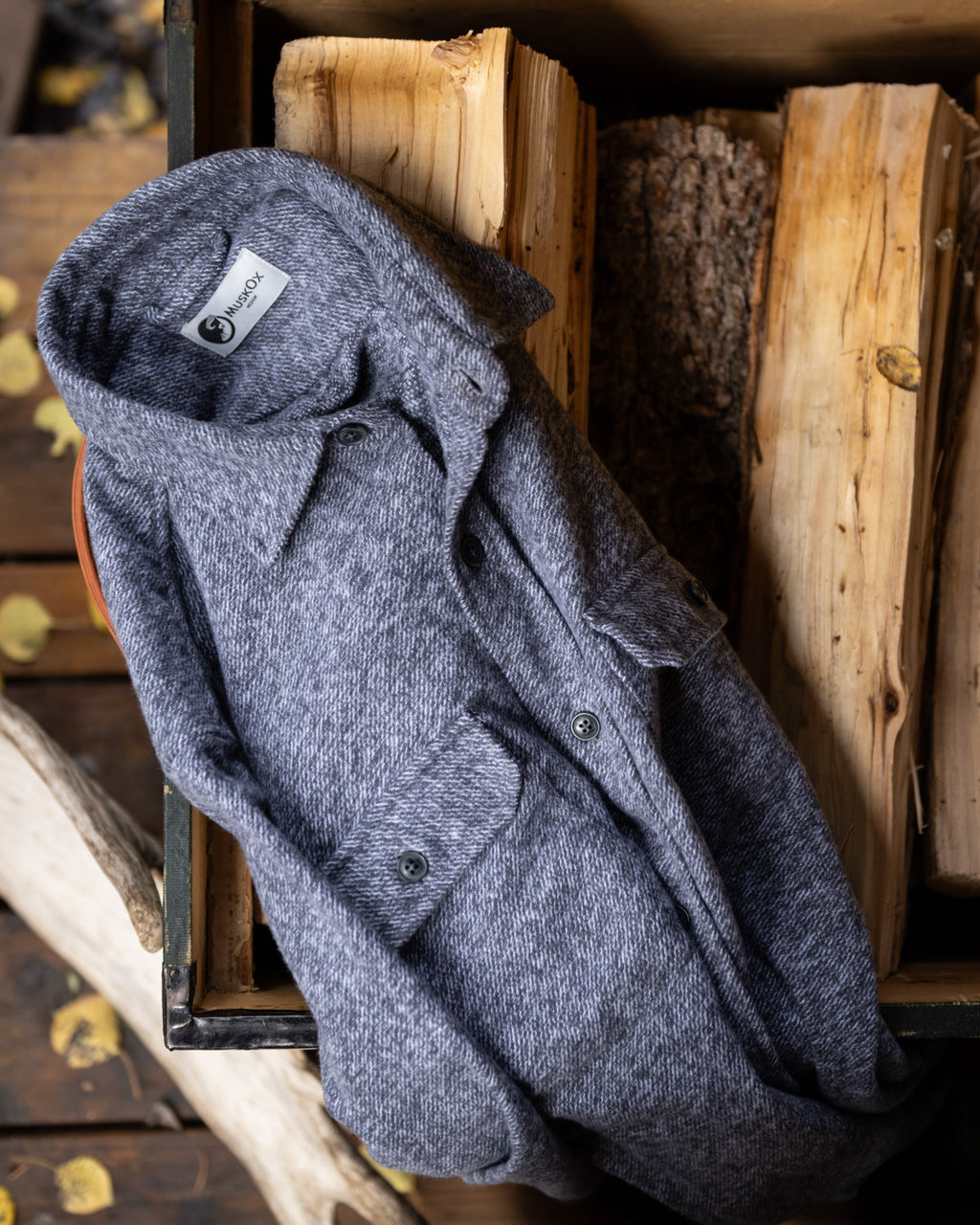 The Grand Flannel in Steel Grey and Slate by MuskOx Flannels, 100% Heavyweight Cotton Flannel Shirt for Men