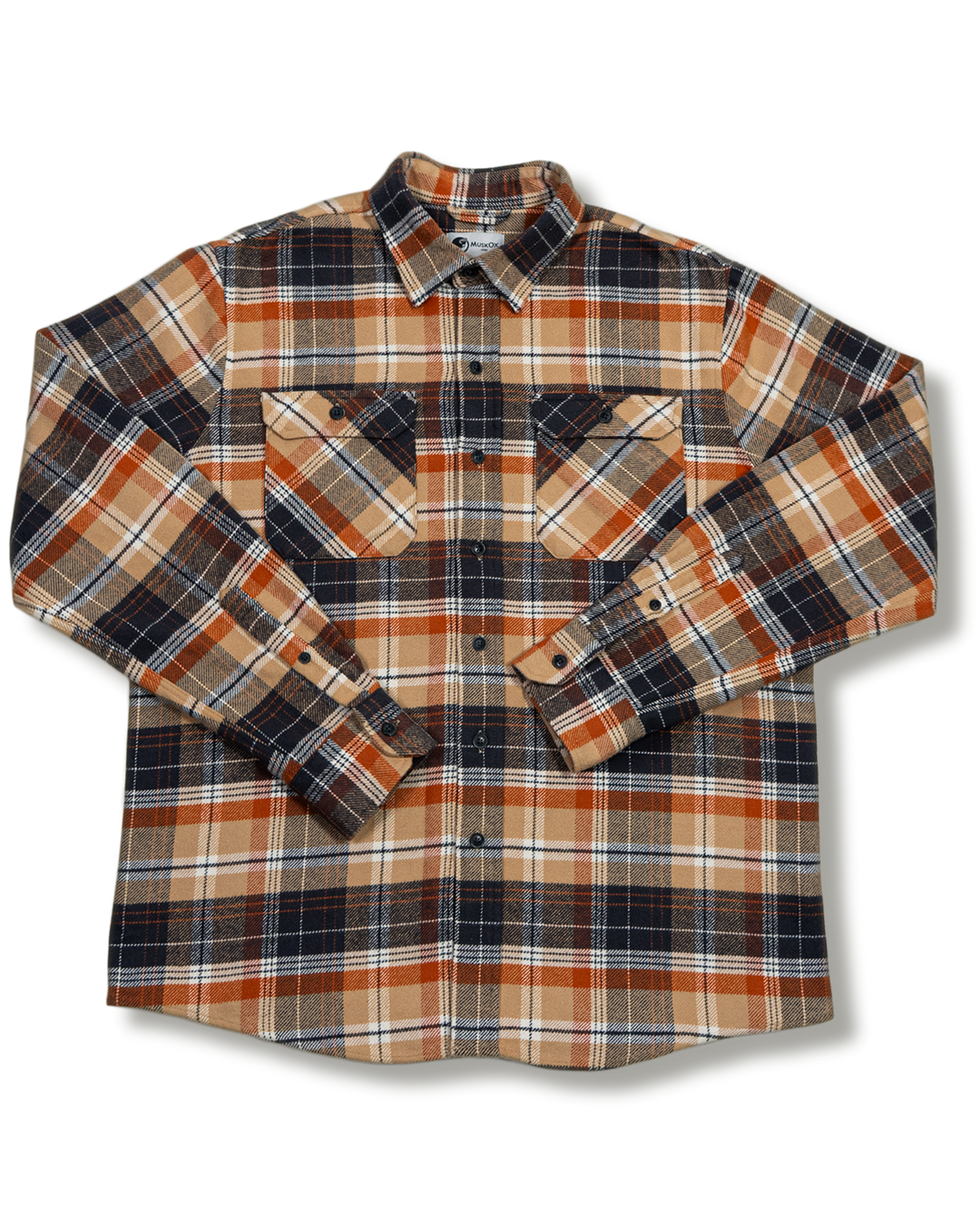 Grand Flannel in Tan Plaid, 100% Cotton Flannel for Men