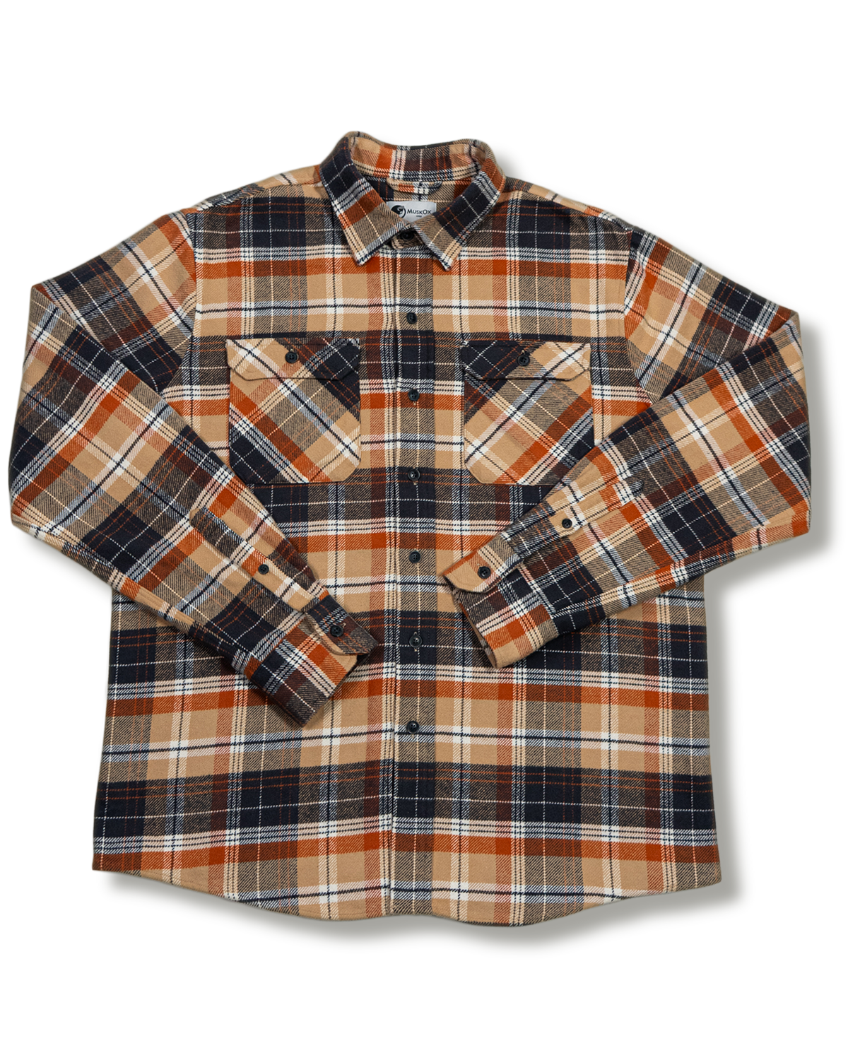 Grand Flannel in Tan Plaid, 100% Cotton Flannel for Men