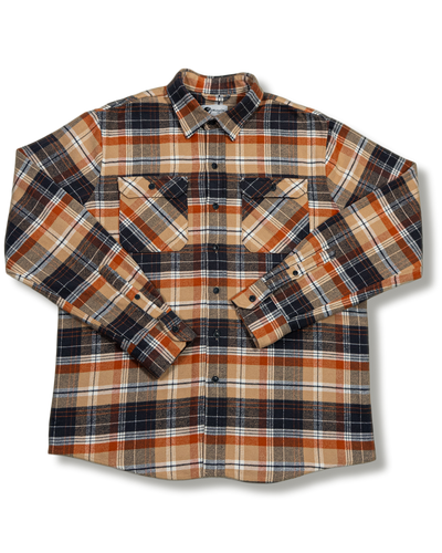 Grand Flannel in Tan Plaid, 100% Cotton Flannel for Men