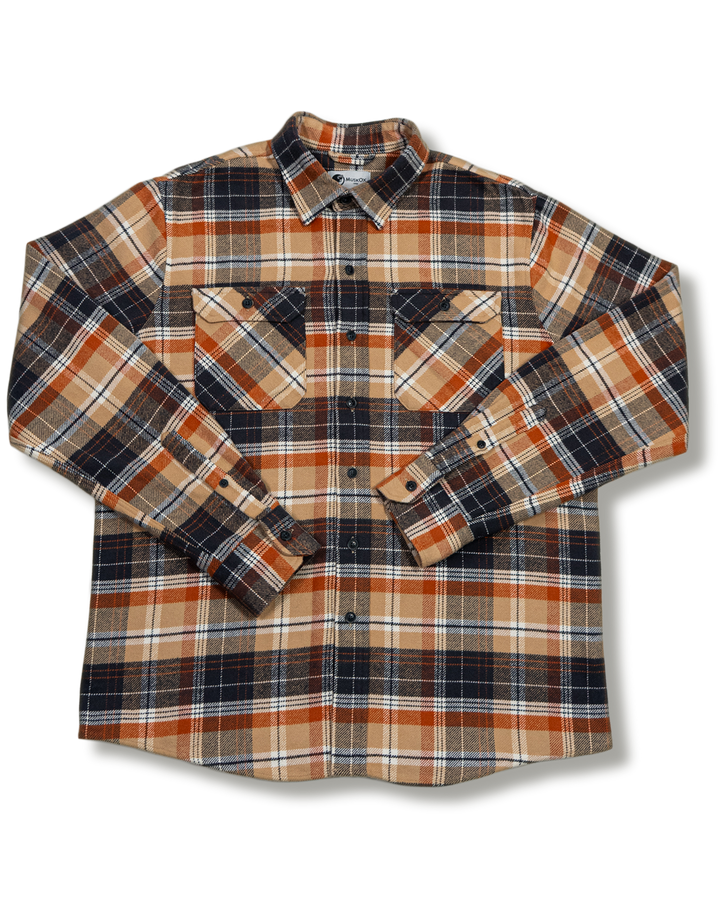 Grand Flannel in Tan Plaid, 100% Cotton Flannel for Men