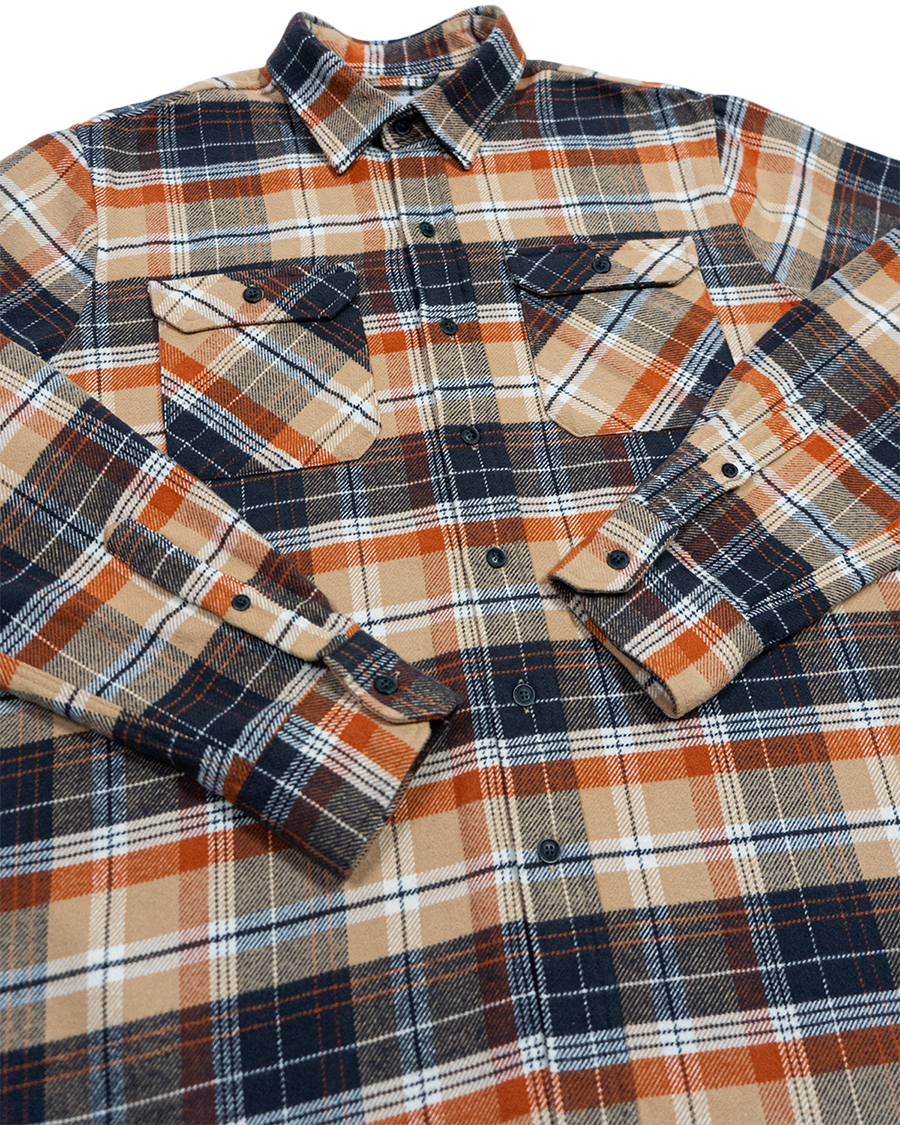 Grand Flannel in Tan Plaid, 100% Cotton Flannel for Men