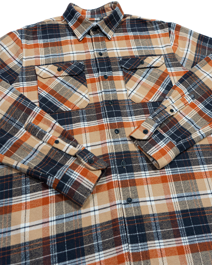Grand Flannel in Tan Plaid, 100% Cotton Flannel for Men