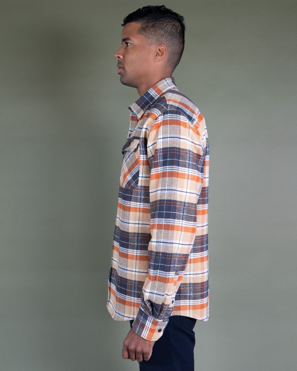 Grand Flannel in Tan Plaid, 100% Cotton Flannel for Men