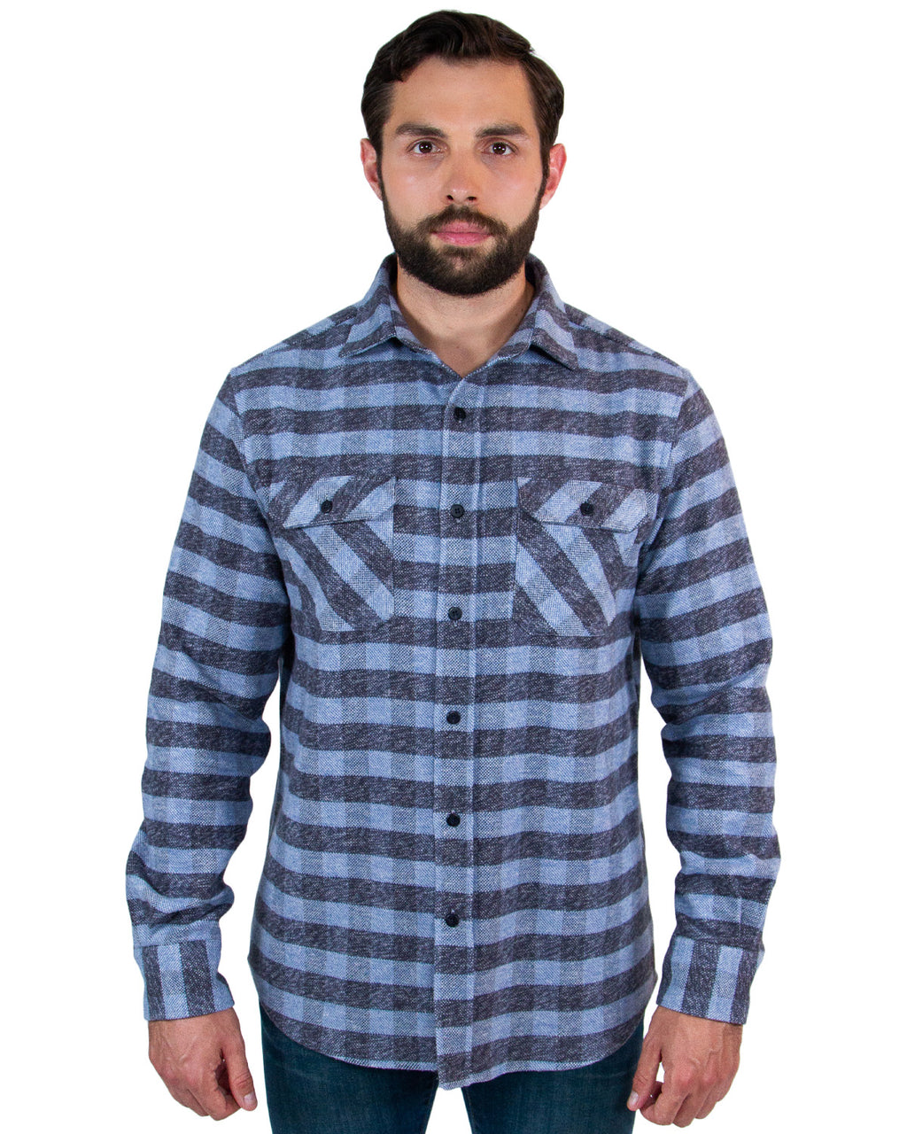 Grand Flannel in Cadet Blue, 100% Cotton Flannel Shirt for Men