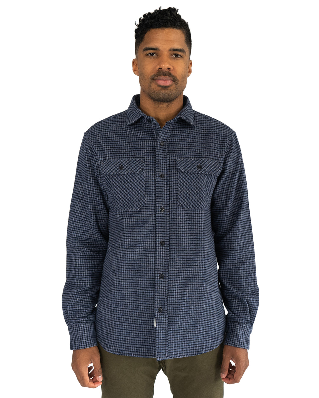 The Grand Flannel in Dark Blue by MuskOx Flannels, 100% Heavyweight Cotton Flannel Shirt for Men