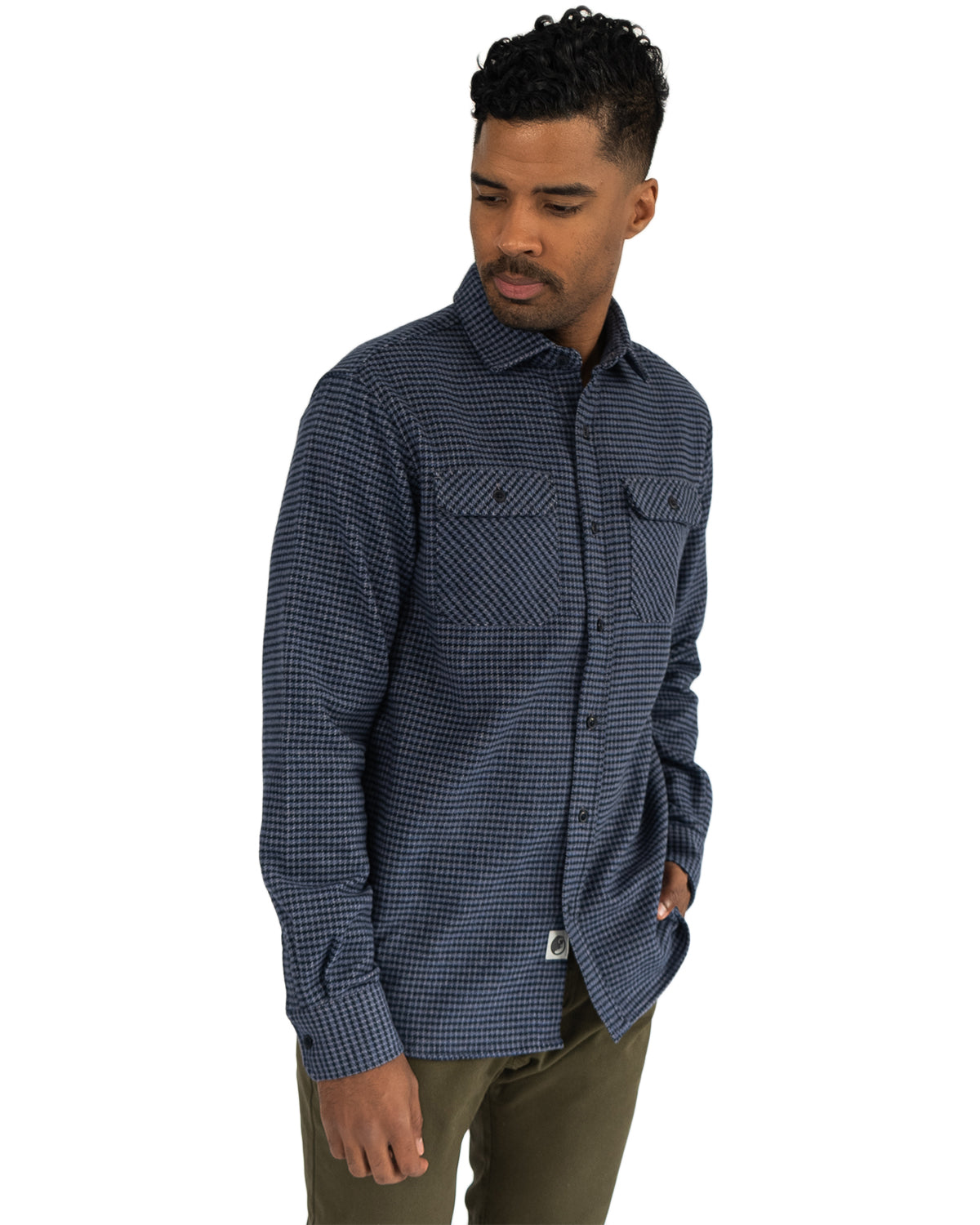 dark blue check shirt