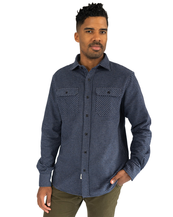 The Grand Flannel in Dark Blue by MuskOx Flannels, 100% Heavyweight Cotton Flannel Shirt for Men