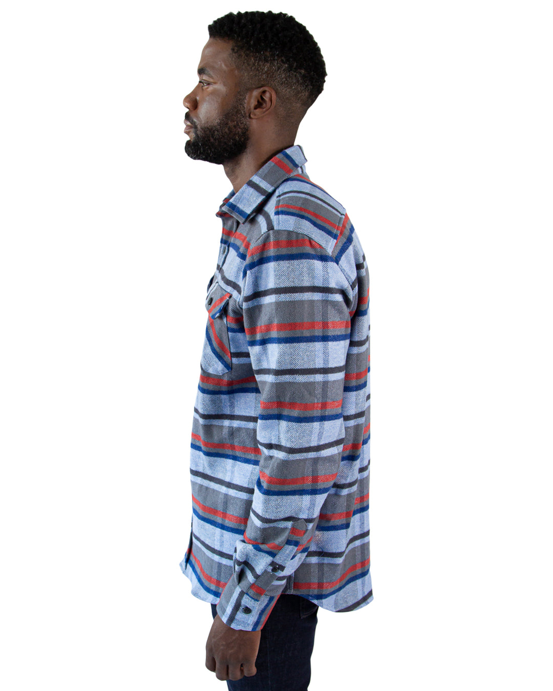 blue and orange flannel mens