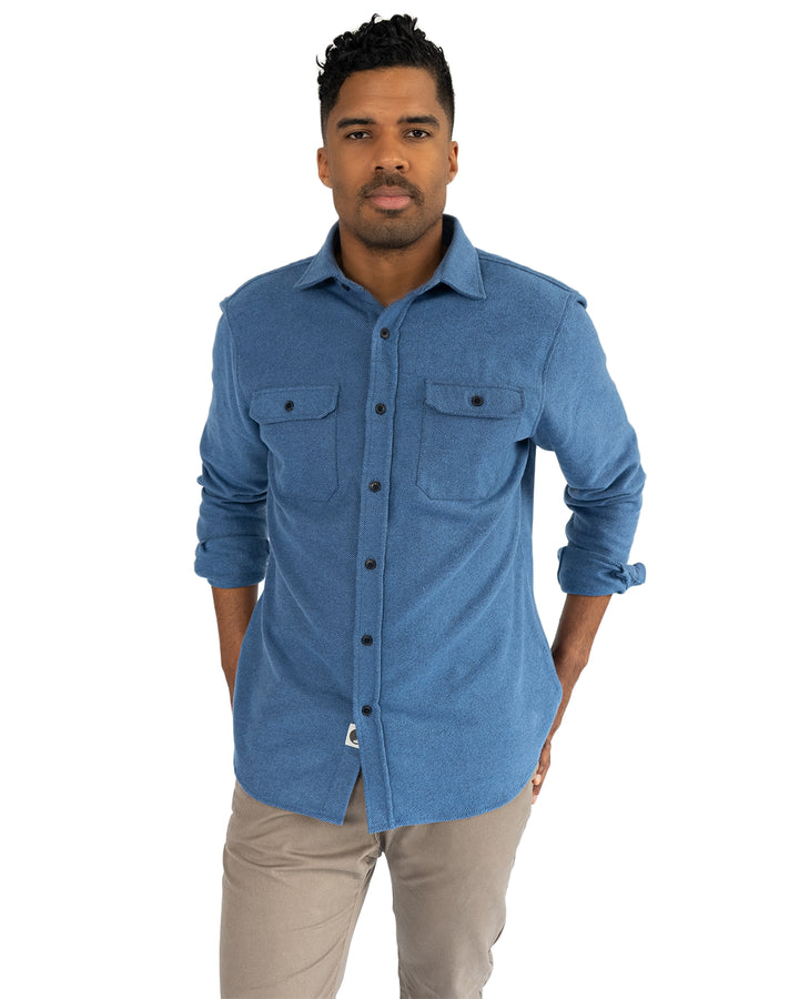 Grand Flannel Shirt in Lake Blue