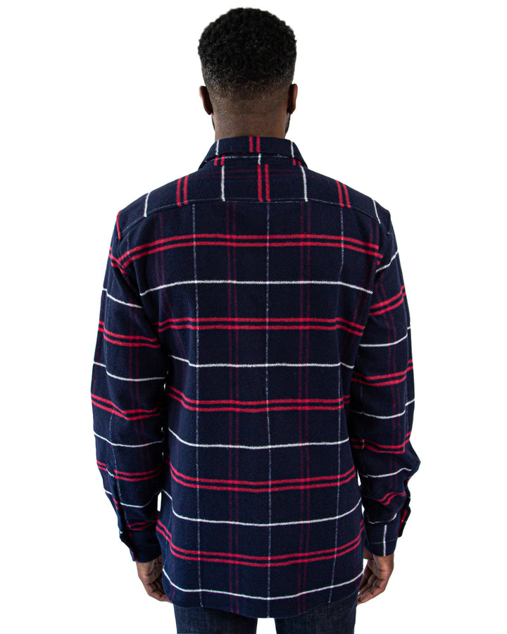 Grand Flannel in Marine Blue Plaid, 100% Cotton Flannel Shirt for Men by MuskOx