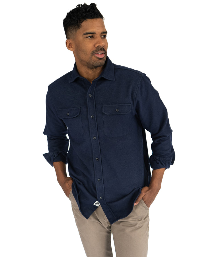 Grand Flannel Shirt in Navy
