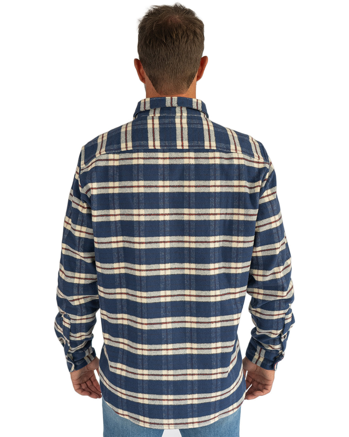 Grand Flannel in Navy Plaid, 100% Cotton Flannel Shirt for Men by MuskOx