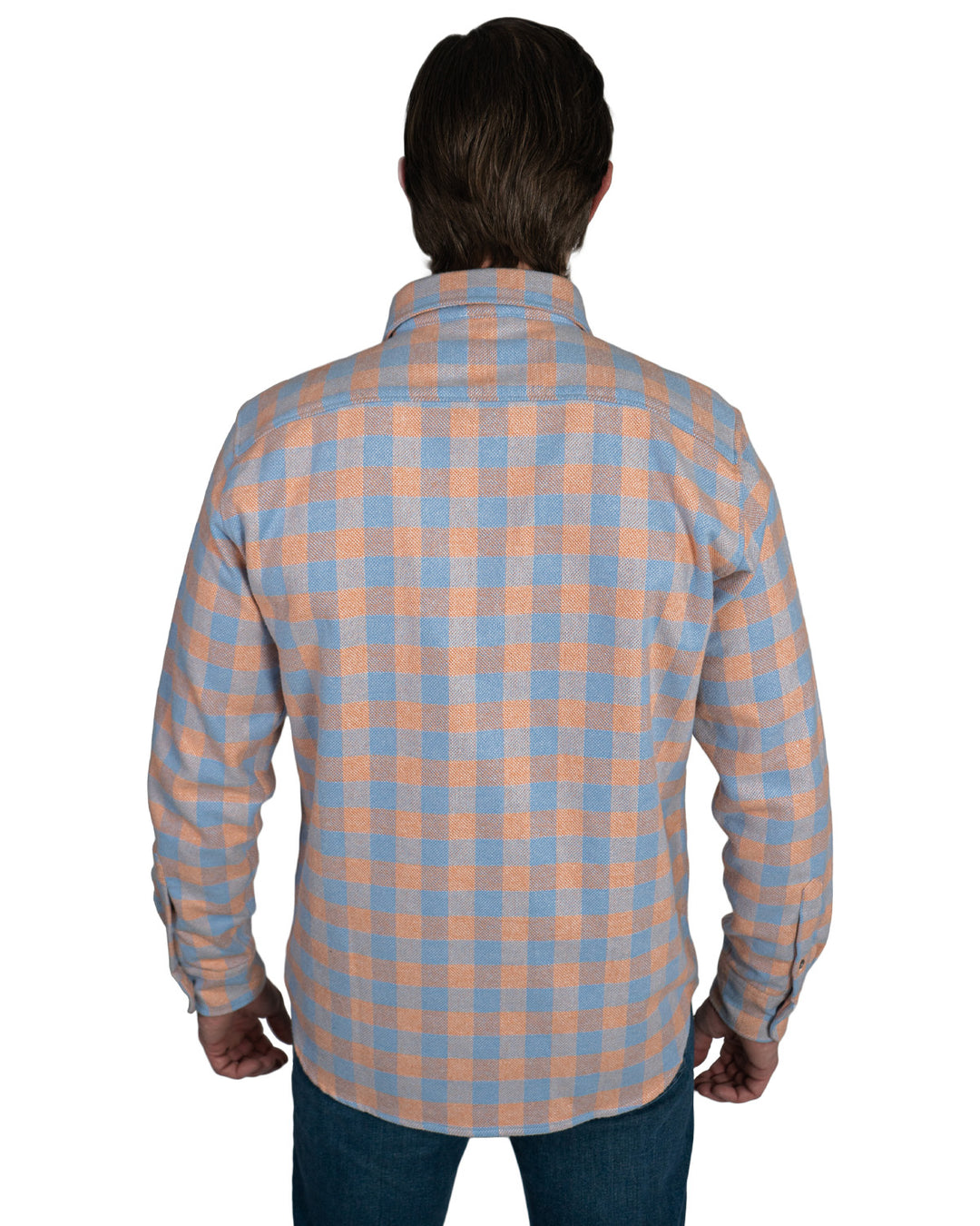 The Grand Flannel in Orange and Grey Plaid by MuskOx Flannels, 100% Heavyweight Cotton Flannel Shirt for Men