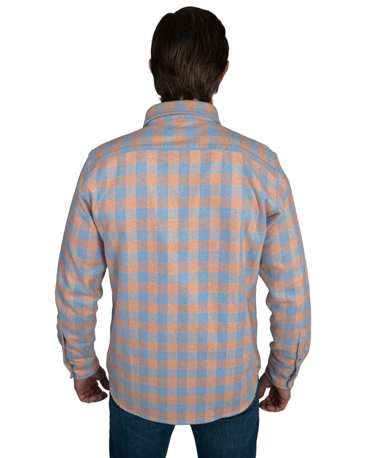 The Grand Flannel in Orange and Grey Plaid by MuskOx Flannels, 100% Heavyweight Cotton Flannel Shirt for Men