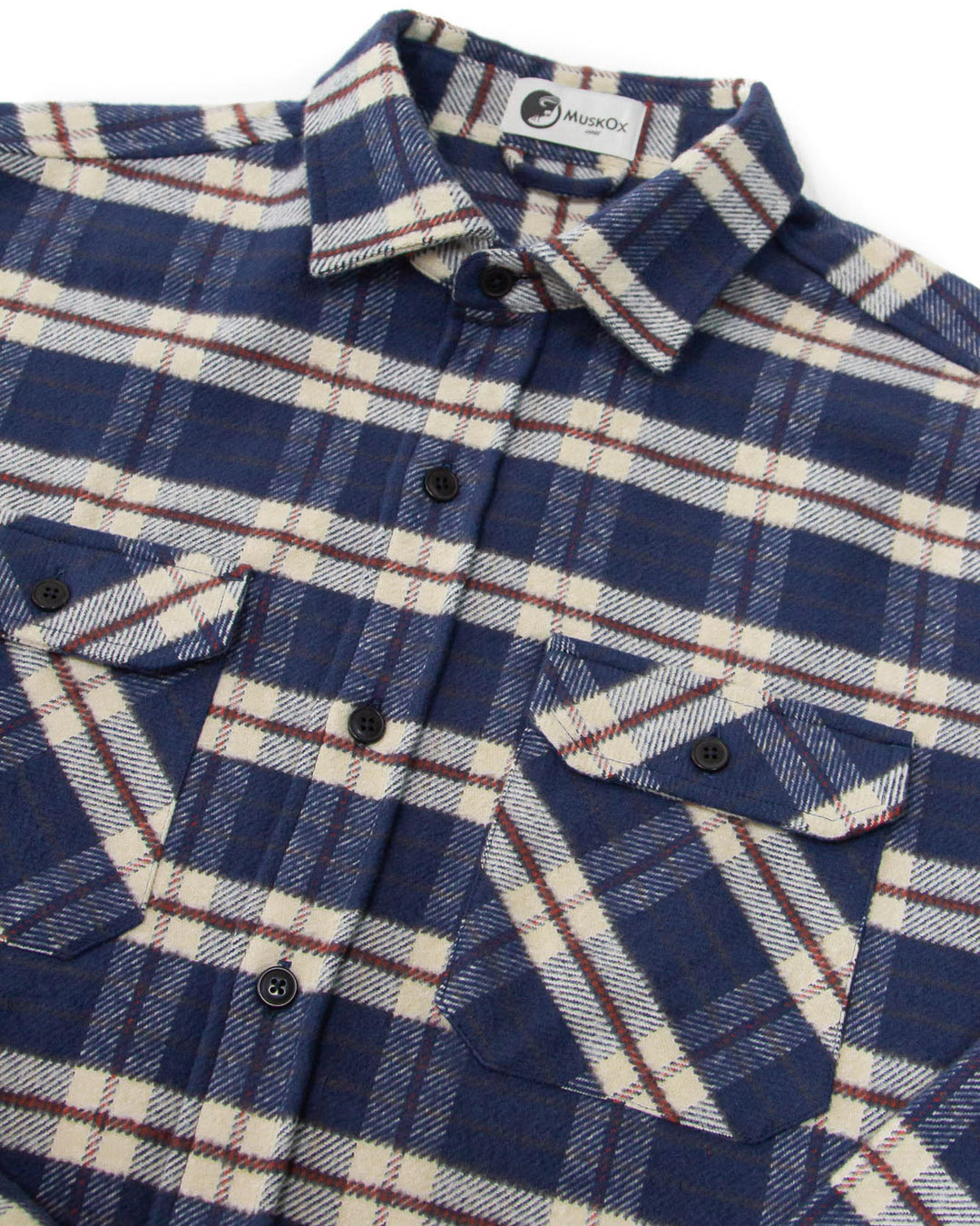 Grand Flannel in Navy Plaid, 100% Cotton Flannel Shirt for Men by MuskOx