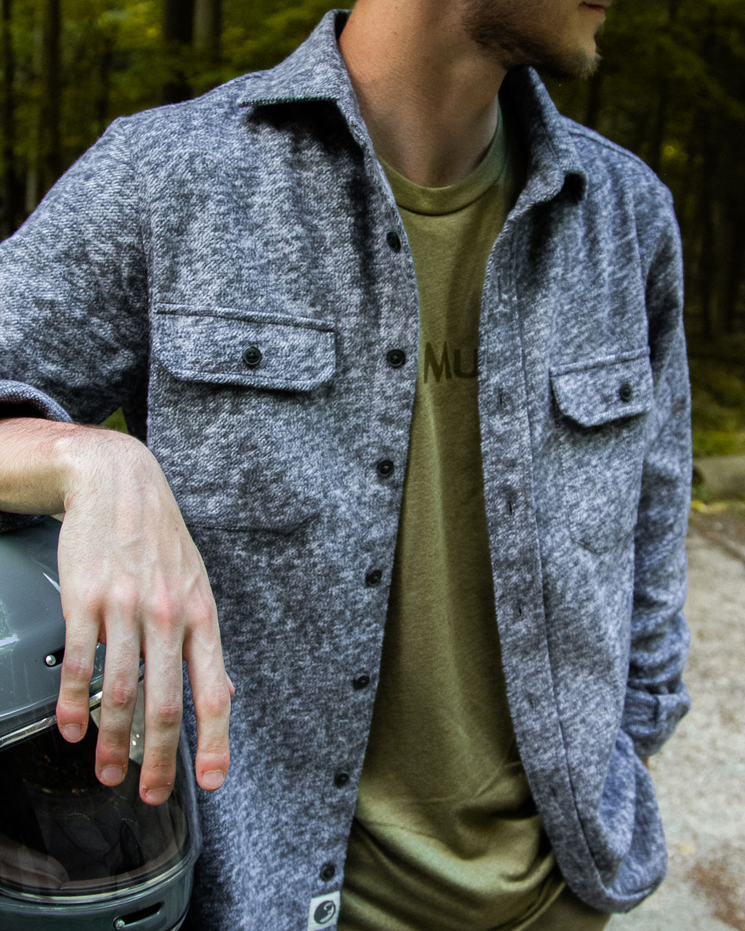 The Grand Flannel in Steel Grey and Slate by MuskOx Flannels, 100% Heavyweight Cotton Flannel Shirt for Men