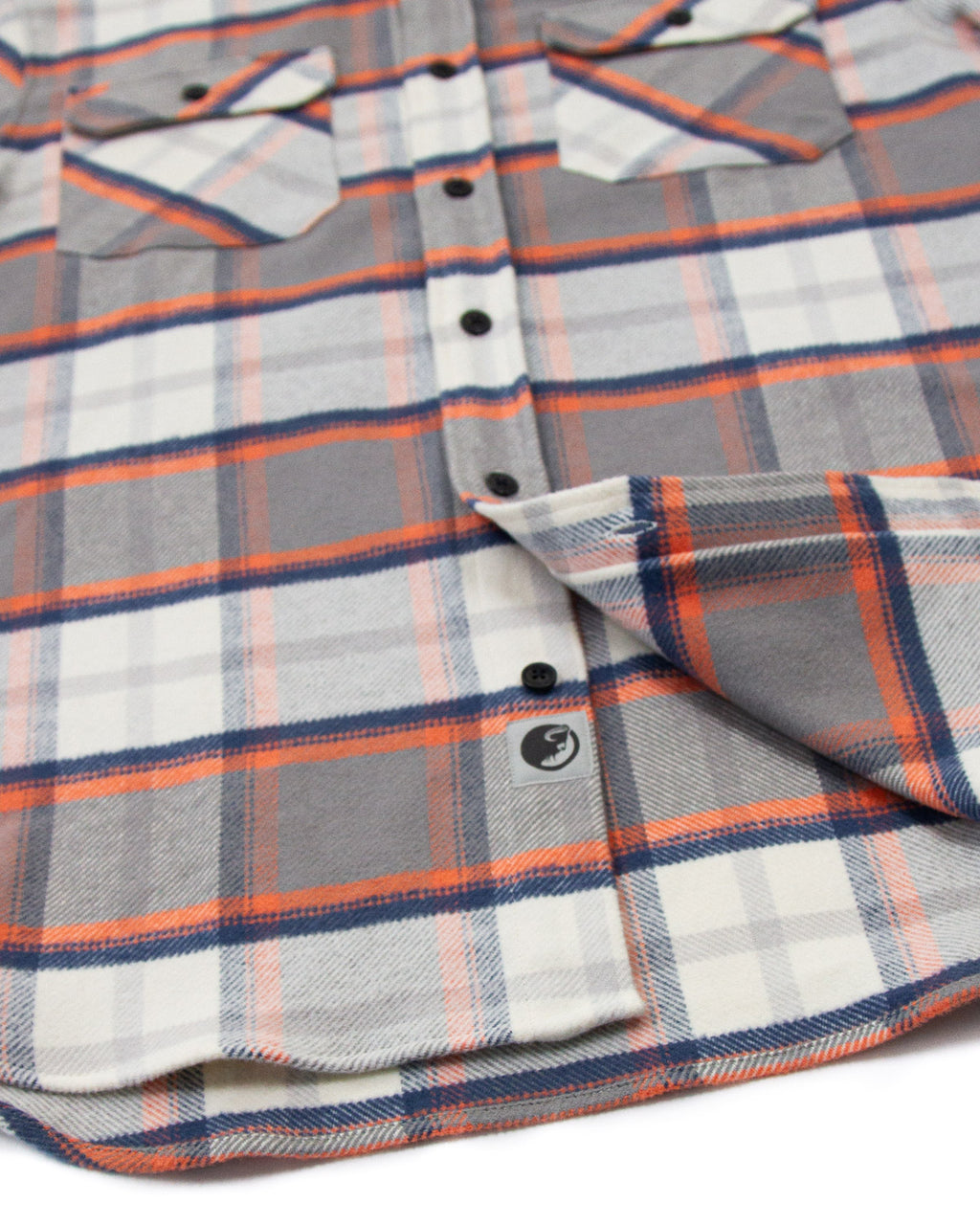 The Grand Flannel in Orange and Grey Plaid by MuskOx Flannels, 100% Heavyweight Cotton Flannel Shirt for Men