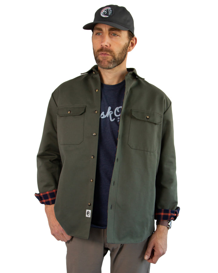 Lined Yukon Flannel Jacket for Men in Olive Green