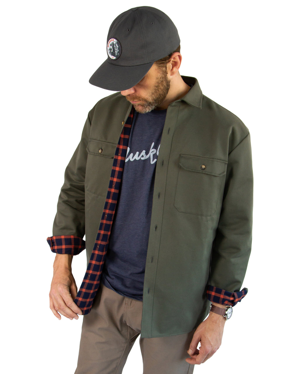 Lined Yukon Flannel Jacket for Men in Olive Green