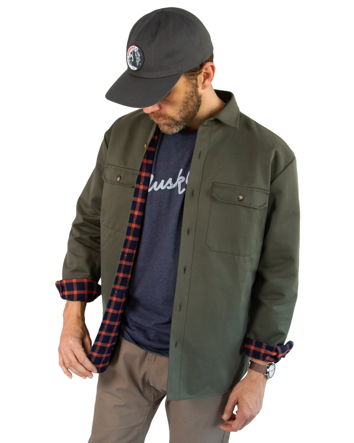 Lined Yukon Flannel Jacket for Men in Olive Green