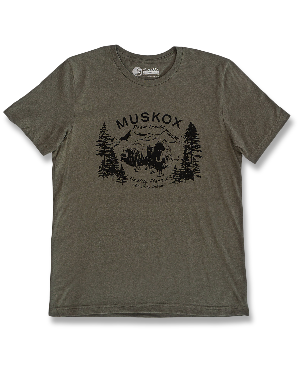 MuskOx Parks Tee in Military Green Heather