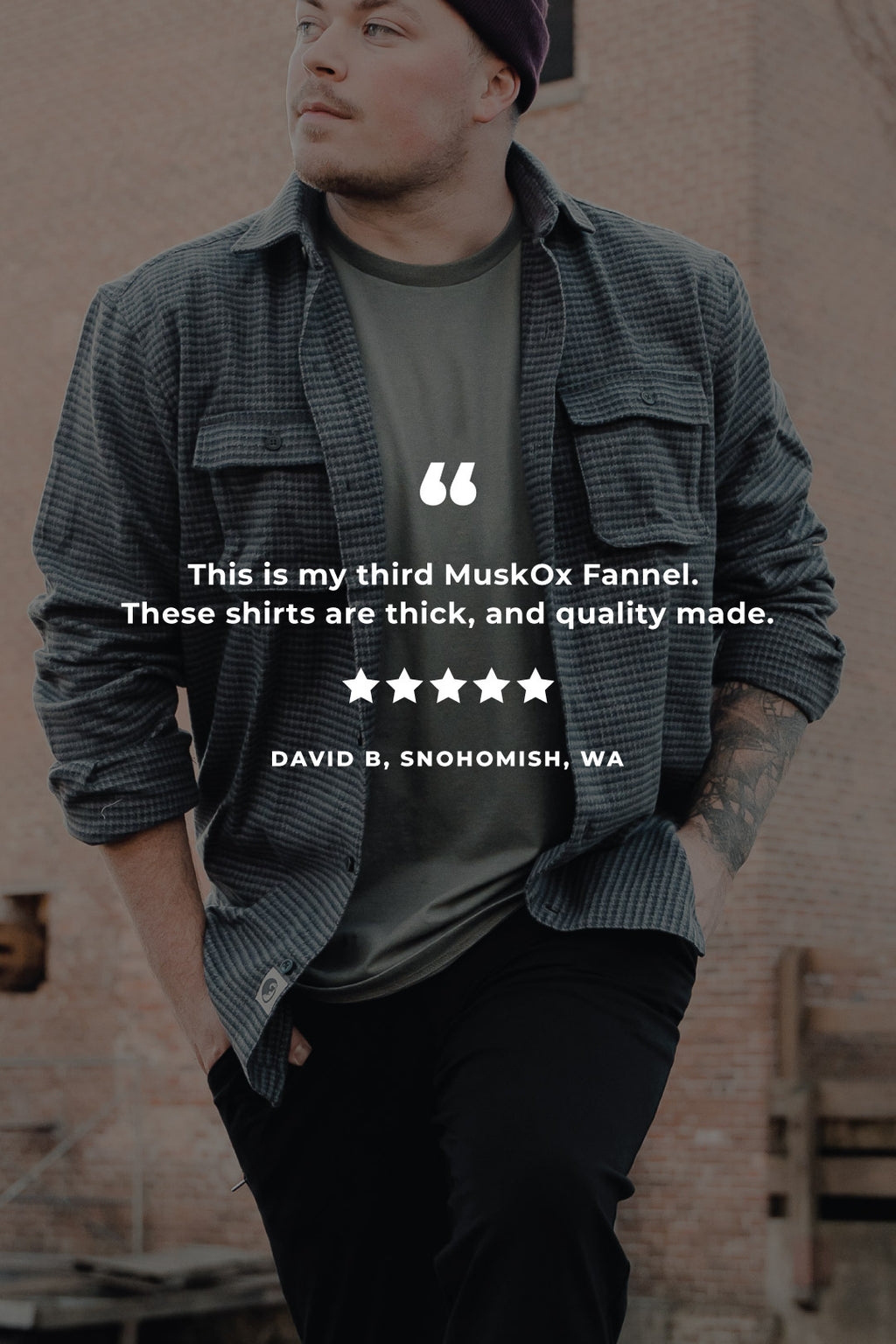 Relaxed fitting charcoal grey flannel shirt for men by MuskOx Flannels, made with 100% heavyweight cotton