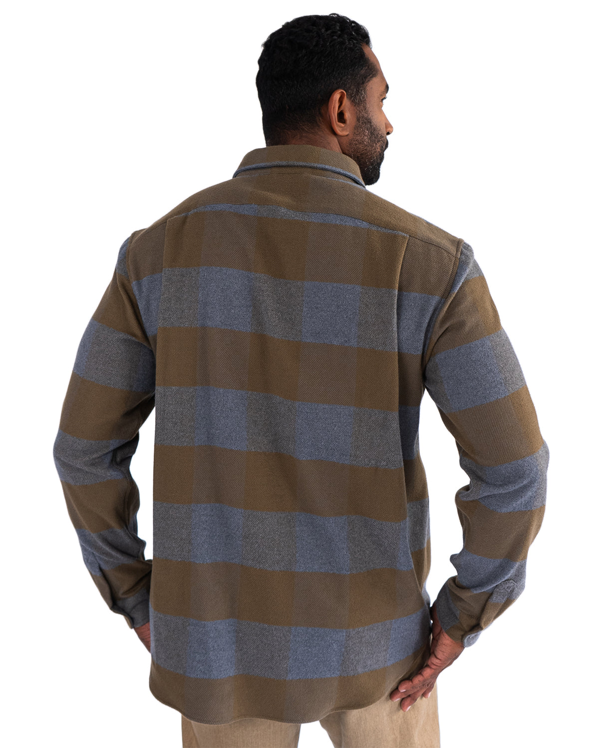 Relaxed Fitting Flannel Shirt for Men in Caper Green